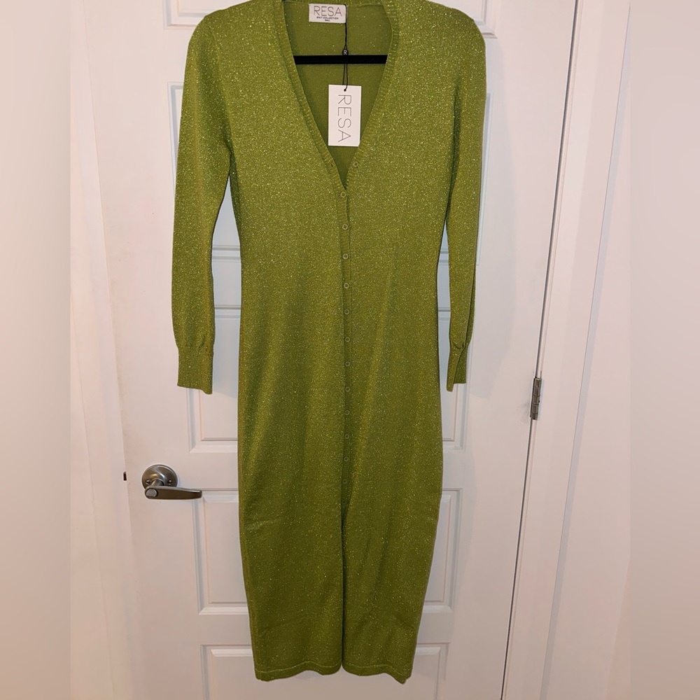 Resa green button dress